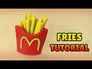 🔴DIY How to make MINIATURE Mcdonalds FRIES - Easy Polymer Clay Food, Fondant, plastilina Tutorial
