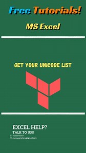 17K views · 89 reactions | Want a complete Unicode list? Comment 'UNICHAR' below, and I’ll send it your way! #Unicode #ExcelTips #Excel #exceltips #exceltutorial #exceltraining #msexceltips #freelancing #freelancer #GoogleSheets #Gsheets #viralpost2024 #viralreelschallenge #followersreels ##followersシ゚ #highlightseveryonefollowers2024 #reelschallenge #fbreelsfypシ゚viralシ #msword | Marcus Andreno | Facebook