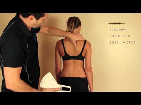 How to use a skin fold calliper. 4 site measurement demonstration