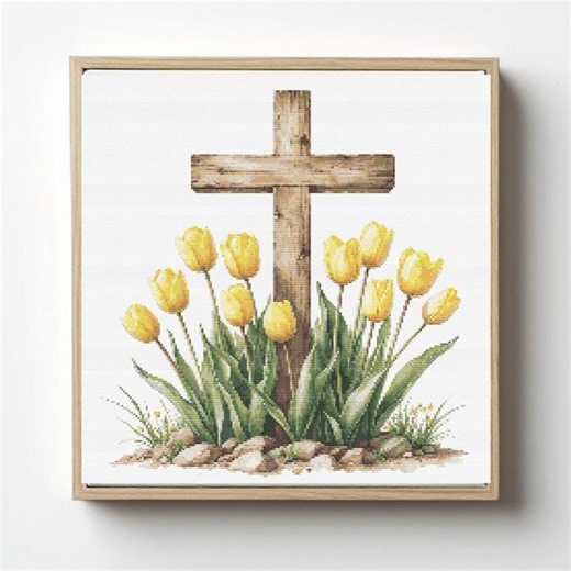 Easter Cross and Tulips Cross Stitch Pattern: Spring Festival (PDF Download) - Etsy