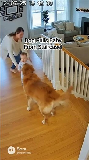 Dog Pulls Baby From Staircase!