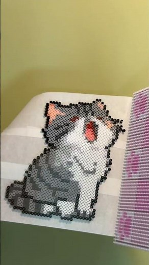 Yawning Kitty Pixel Art 🐱✨ | Easy DIY Fuse Bead Gift Idea