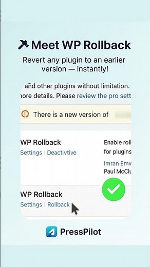 Rollback Any Plugin Update in Seconds! (WordPress Quick Fix)