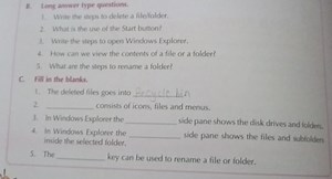B. Long answer type questions.Write the steps to delete a fil... | Filo