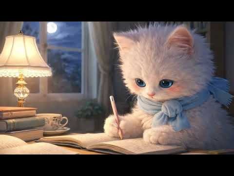2 Hours Focus • Study • Relax Session with Cute Cat Snowy Blue ✨| Soothing Piano Background 🐾💙 🐱📚