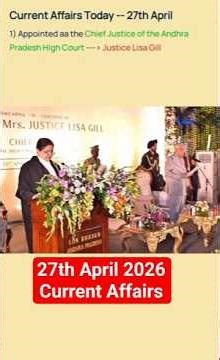 27 April Current Affairs | Current Affairs Today | Daily Current Affairs #wbpsc #wbcs #sscgd#rrbntpc