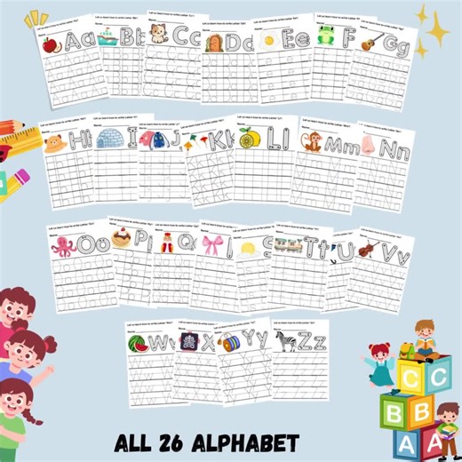 Tracer des feuilles d'alphabet | Feuilles d'entraînement ABC imprimables | Téléchargement numérique - Etsy France