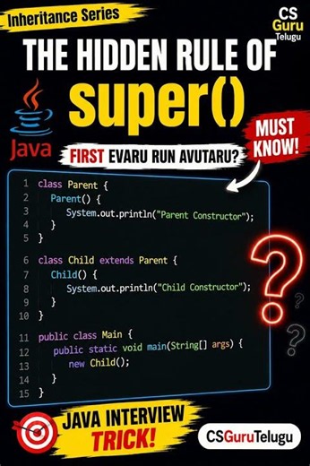 Java super() Hidden Rule Every Fresher Must Know! |Java Inheritance Series #1 | Telugu #shorts