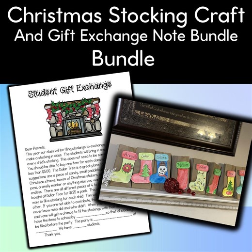 Christmas Stocking Gift Exchange Note and Stocking Craft and Ornament Bundle - Etsy