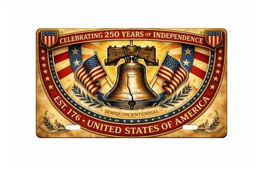 Vintage Liberty Bell License Plate, Patriotic USA Flag Metal Tag, Independence 250 Years - Etsy