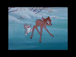 Bambi and thumper plays on the ice sped up