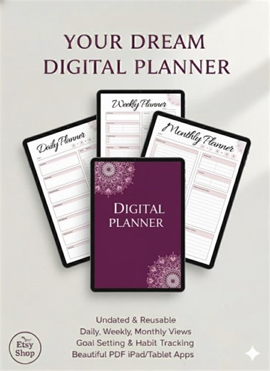 Digital Planner 2026 Goodnotes iPad Template Android Notability, Monthly Weekly Daily Digital Stickers Printable - Etsy