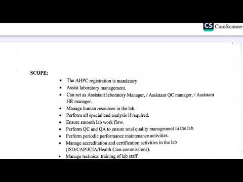 Scope of practice in Medical Lab Technology, AHPC announced scope of practice for MLT,