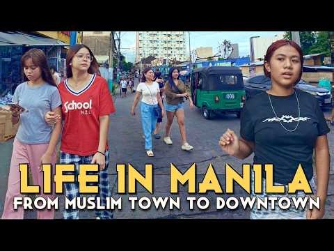 Unseen Manila 4K 🇵🇭 | From Muslim Town Streets to Downtown’s Early Night Glow