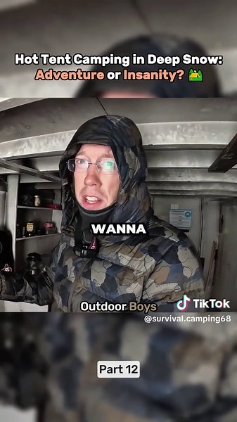 Hot Tent Camping in Deep Snow: Adventure or Insanity? ⛺️ part 12 #outdoorboys #camping #survival #cooking