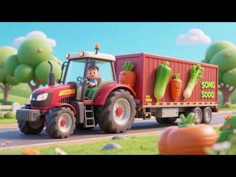 Tractor Trailer Vegetable Song 🚜🥕 | Learn Vegetables & Colors | Nursery Rhymes & Kids Songs