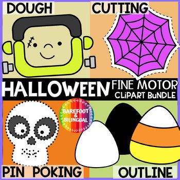 Halloween Fine Motor Clipart Bundle | Dough, Cutting, Craft Outlines & More!