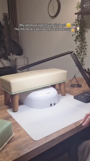 The KB Desk Light gives you more space, better visibility, and lighting that actually flatters your work. Comment LIGHT to upgrade your desk today and see the difference 💡 | Katie Barnes Tool Range & Education