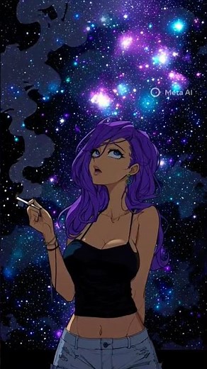 AI - Starry Night - Girl Smoking in Total Relaxation #shortvideo #viralshorts #fypp