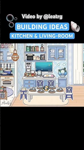 BLUE OCEAN BUILDING IDEAS IN TOCA BOCA 🫧 kitchen & LIVINGROOM 🫧 video by @leatrg