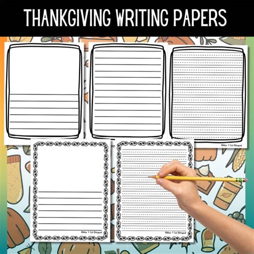 Thanksgiving Writing Activity Paper and Templates for First grade November