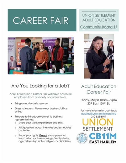 🚨 NYC JOB ALERT 🚨 Career Fair happening in East Harlem — meet employers READY TO HIRE 👀 Don’t show up unprepared… this could change everything. 📍 May 8 | 10AM–2PM Bring your resume & show up like you WANT that job. #nycjobs #jobfairnyc #hiringnow #careertips #jobsearch