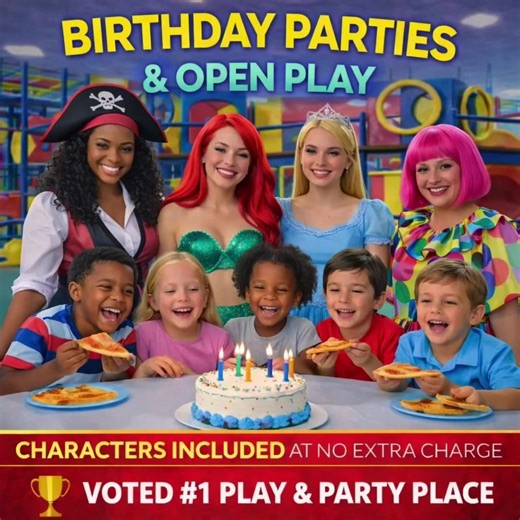 Birthday Parties and Open Play. A unique indoor playground that offers weekend birthday parties that include characters at no additional charge. Open play is Monday through Friday 10 AM to 6 PM, only $16 per child. Voted #1 Play & Party Place- by Parent Magazine. Affordable prices and fun games and activities for kids of various ages. A place that specializes in making things easy for the parents and ensuring kids have a blast, while creating lifelong memories. #indoorplayground #kidsbirthdaypar