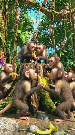 Funny Monkeys Eating Bananas in Jungle 😂🐒