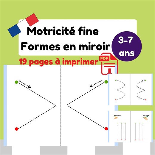 Children's Drawing Booklet - Mirror Shapes - Fine Motor Skills - Bilateral Drawing - Printable PDF - Preschool Art - 18 pages