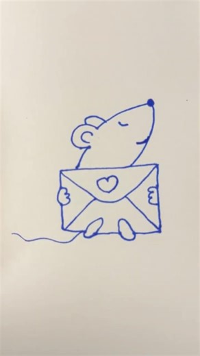 Easy drawing of a mouse with a letter from a lover #doodlebug #doodlelove #doodle