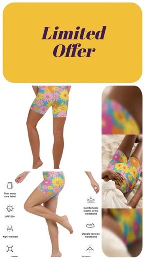 Boho Floral Yoga Shorts: Vintage Flower Power, Buttery Soft
