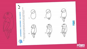 Apprendre à faire le dessin d'un oiseau pas à pas grâce à cette fiche à imprimer gratuitement