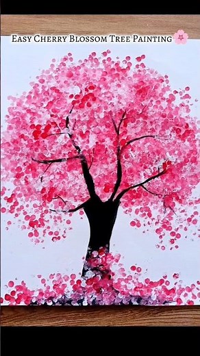 Easy Cherry Blossom Tree Painting with Cotton Buds🌸🤍#Diy #Easy