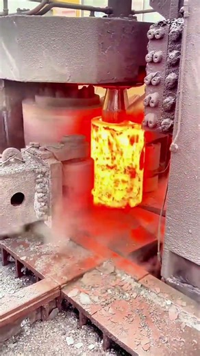 Glowing cylinder pressed, heat and force forge resilience.