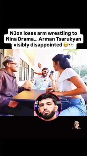 N3on loses arm wrestling to Nina Drama... Arman Tsarukyan visibly disappointed 😂 #n3on #shorts