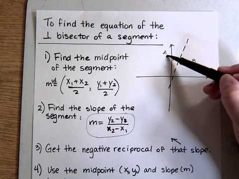 (Geometry) How to Find the Equation of a Perpendicular Bisector in the Coordinate Plane