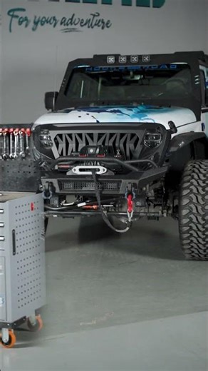 Jeep Stubby Front Bumper w/ Winch Plate & LED Spotlight for Jeep Wrangler JL & Gladiator JT