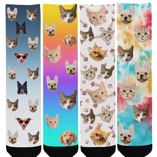 Custom Pet Face Socks,personalized Dog/cat Photo Sock, Pet Parents Gift - Etsy