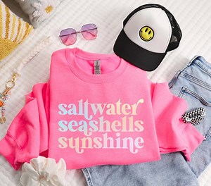 Sunshine Beach Vacation Sweatshirt, Beachy Coastal, Summer Sweatshirts, Vacation Outfits, Ocean Lover Gifts, Beach Crewneck, Seashells - Etsy
