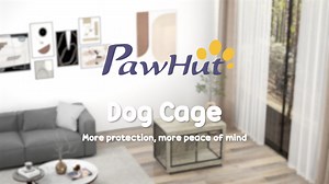 PawHut 39" Dog Crate Furniture, Dog Kennel Furniture End Side Table with Wheels, Interchangeable Side Door, for Large Dogs, Gray