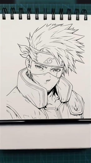 trending draw kakashi🔥💯#anime #drawing #viral #kakashi #shorts #kakashihatake #naruto #trending #jjk