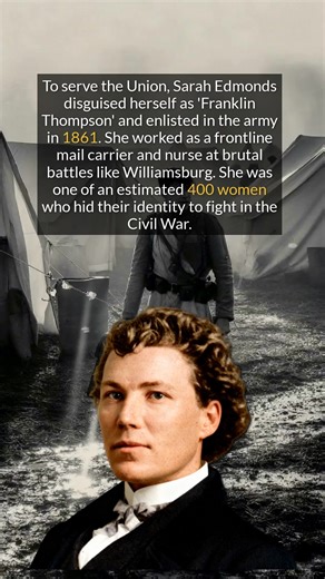 11K views · 374 reactions | Sarah Edmonds disguised herself as a man to serve heroically in the Civil War. | The History Archives | Facebook