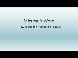 How to Use the Numbering Feature in Microsoft Word