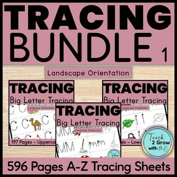 Large Letter Tracing Writing Uppercase & Lowercase Letters Worksheets BUNDLE 1