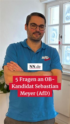 Schwabacher Tagblatt on Instagram: "5 Fragen an Sebastian Meyer, den OB-Kandidaten der AfD in #schwabach. 🎤 Wir haben alle vier Kandidaten und eine Kandidatin im Vorfeld der Kommunalwahl besucht und stellen ihnen hier kurze Fragen. Was sind die Schwerpunkte des AfD-Kandidaten? Mehr dazu findet ihr unter nn.de/1.14979237 🎥 Jana Vogel #kommunalwahl2026 #oberbuergermeister #franken #politik"
