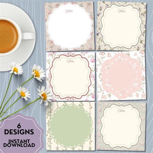 Vintage Floral Notepad, Printable Notepad, Floral Notepad, Positive Memo Pad, Kawaii Memo Sheets, Cute Stationery, Romantic Vintage Print - Etsy