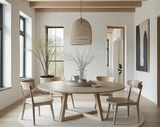 Handmade Solid Wood Round Dining Table: Modern Farmhouse Oak Walnut Alli Table - Etsy