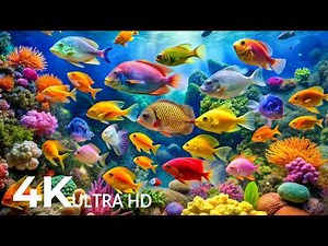 DREAM AQUARIUM 4K - Marine Life, Sea Animals and Coral Reef - Fish Tank Sounds for Deep Sleep #75