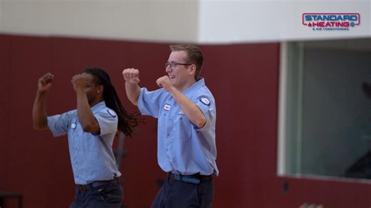 We stepped out of the trucks and onto the dance floor 🤗 Catch our techs with the Minnesota Gopher Dance Team! Part 3 of 4. Full video drops tomorrow! 🤩 #hvac #dance #technician | Standard Heating & Air Conditioning