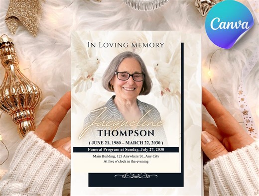 Bi Fold Funeral Program Template 5 X 7, in Loving Memory Memorial Program, Celebration of Life Printable, Editable Funeral Service Program - Etsy